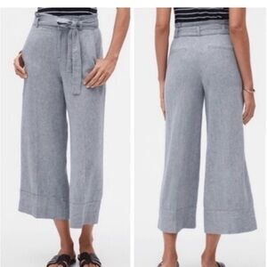 Banana Republic BLAKE PAPERBAG-WAIST HERRINGBONE LINEN CROP PANT size 4 NEW